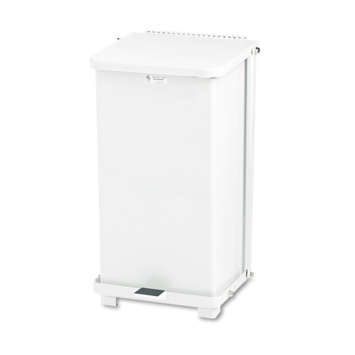 Trash & Waste Bins | Rubbermaid Commercial FGST12EPLWH 6.5 gal. Defenders Heavy-Duty Steel Step Can - White image number 0