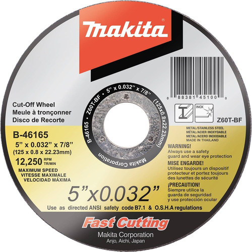 Grinding, Sanding, Polishing Accessories | Makita B-46165 5 in. x .032 in. x 7/8 in. Ultra Thin Cut-Off Grinding Wheel image number 0