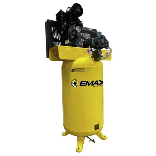 Stationary Air Compressors | EMAX EI05V080I1 5 HP 80 Gallon 2-Stage Single Phase Industrial Inline Pressure Lubricated Solid Cast Iron Pump 19 CFM at 100 PSI Air Compressor image number 0