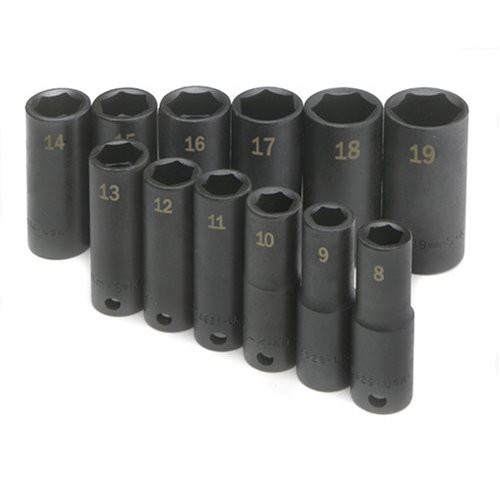 Sockets | SK Hand Tool 4082 12-Piece 3/8 in. Drive 6-Point Metric Deep Impact Socket Set image number 0