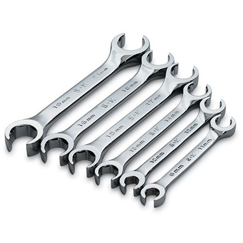 Flare Nut Wrenches | SK Hand Tool 378 6-Piece SuperKrome Metric 15 Degree Offset Flare Nut 6 Point Wrench Set image number 0