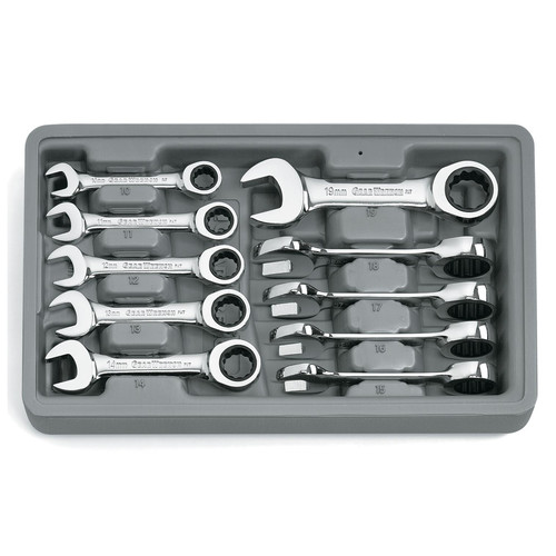 Ratcheting Wrenches | GearWrench 9520 10-Piece 12-Point Metric Stubby Combination Ratcheting Wrench Set image number 0