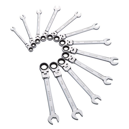 Combination Wrenches | Sunex 9931M 12-Piece Metric V-Groove Flex Head Ratcheting Combination Wrench Set image number 0