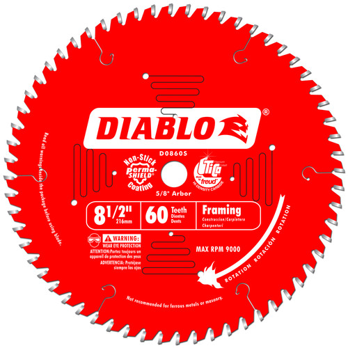 Blades | Diablo D0860S 8-1/2 in. 60 Tooth Fine Finish Saw Blade image number 0