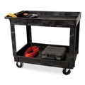 Utility Carts | Rubbermaid Commercial FG9T6700BLA 2 Shelves Plastic 500 lbs. Capacity 24 in. x 40 in. x 31.25 in. Service/Utility Carts - Black image number 4