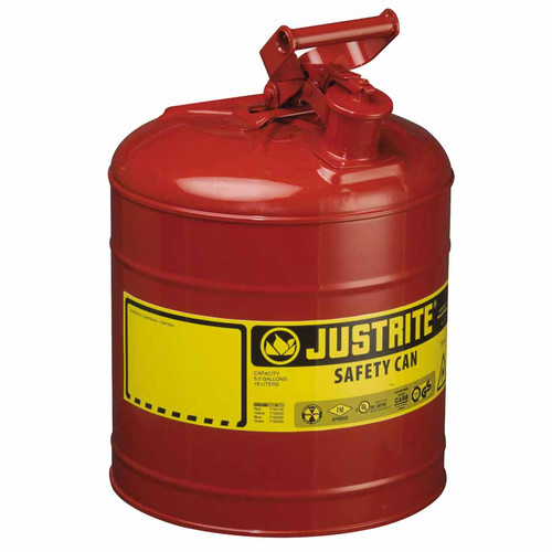 Gas Cans | Justrite 7150100 Type I Steel Safety Can for Flammables (5 Gallons) image number 0