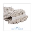 Mops | Boardwalk BWK732C 32 oz. Economical Lie-Flat Cotton Fiber Mop Head - White (12/Carton) image number 6
