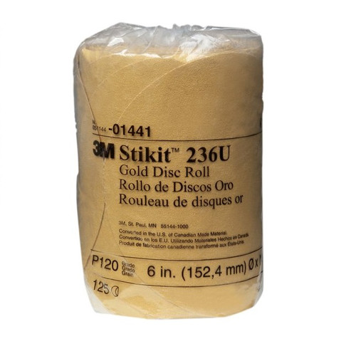 Grinding, Sanding, Polishing Accessories | 3M 1441 6 in. P120A Stikit Gold Disc Roll (125-Pack) image number 0