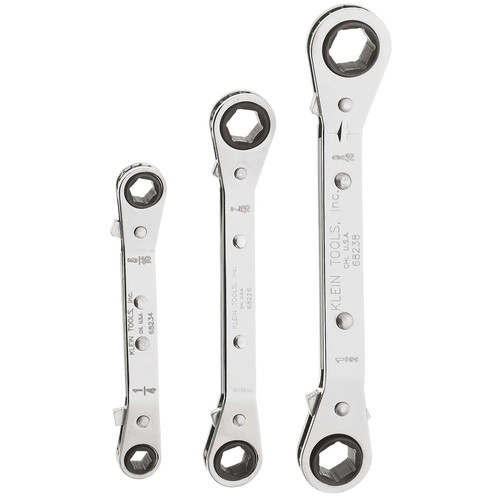 Box Wrenches | Klein Tools 68244 3-Piece Fully Reversible Ratcheting Offset Box Wrench Set image number 0