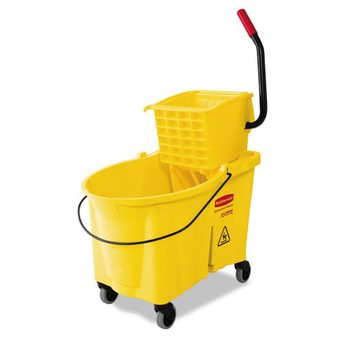 Mop Buckets | Rubbermaid 618688YW WaveBrake 44 Quart Bucket/Sideward Pressure Wringer Combination (Yellow) image number 0