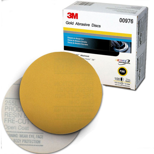 Grinding, Sanding, Polishing Accessories | 3M 976 Hookit Gold Disc, 6 in., P280A (100-Pack) image number 0