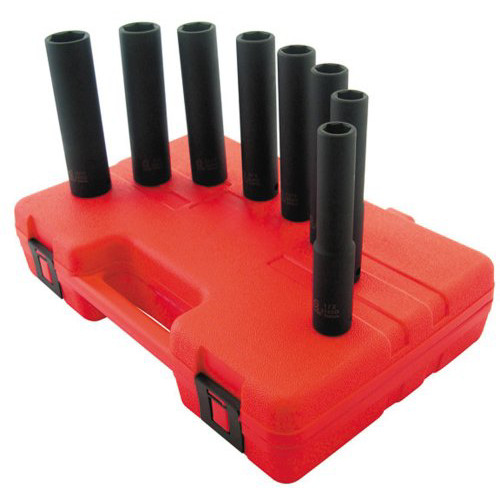 Sockets | Sunex 2848 1/2 in. Drive 8-Piece Extra-Long Deep SAE Impact Socket Set image number 0