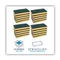 Cleaning Tools | Boardwalk 74BWK MD 3.6 in. x 6.1 in. Medium Duty Individually Wrapped Scrubbing Sponge - Yellow/Green (20/Carton) image number 2
