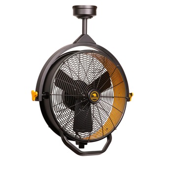 CEILING FANS | Mule 18 in. 3 Speed Ceiling Mounted Plug-In Cord Garage Fan with Remote - Black/Yellow