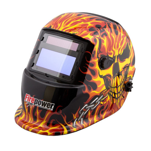Welding Accessories | Firepower 1441-0088 Auto-Darkening Welding Helmet (Skull & Fire) image number 0