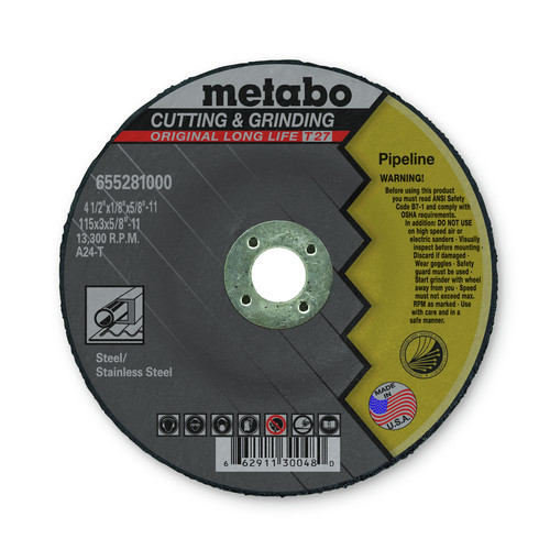 Grinding Wheels | Metabo 655281000 4-1/2 in. x 1/8 in. A24T Type 27 Pipeline Grinding/Notching/Cutting Wheels (25-Pack) image number 0
