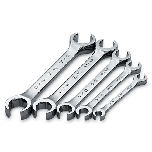 Flare Nut Wrenches | SK Hand Tool 381 5-Piece SuperKrome SAE Flare Nut 6-Point Wrench Set image number 0