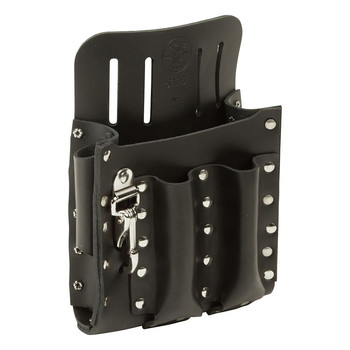 TOOL BELTS | Klein Tools 5126 5-Pocket Leather Tool Pouch with Knife Snap