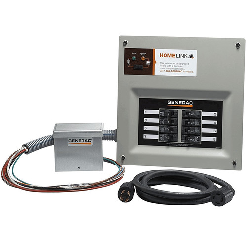 Transfer Switches | Generac 6854 30 Amp Indoor Transfer Switch Kit for 6-8 Circ Alum Pib & Conduit 30 Amp Plug, Upgradeable image number 0