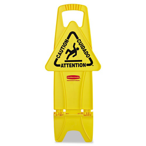 Safety Equipment | Rubbermaid 9S0900YEL Multi-Lingual Safety Caution Sign (Yellow) image number 0