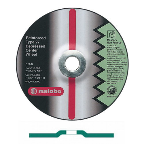 Grinding Sanding Polishing Accessories | Metabo 616726000-700 4-1/2 in. x 1/4 in. A24N Type 27 Depressed Center Grinding Wheels (700-Pack) image number 0