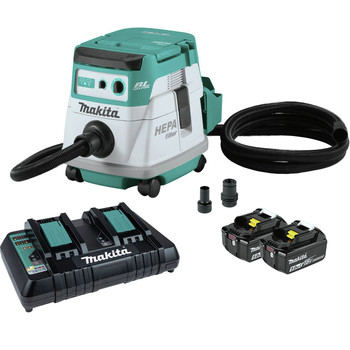 DUST MANAGEMENT | Makita XCV21PTX 18V X2 (36V) LXT Brushless Lithium-Ion 2.1 Gallon HEPA Filter Dry Dust Extractor Kit with 2 Batteries (5 Ah)