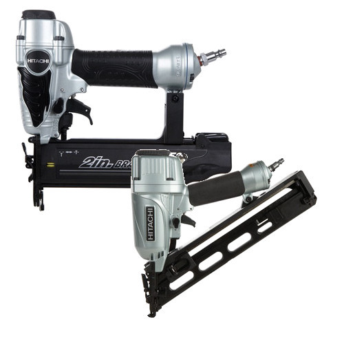 Nail Gun Compressor Combo Kits | Hitachi KNT65-50 2-Piece Angled Finish Nailer & Brad Nailer Combo Kit image number 0