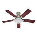 Ceiling Fans | Hunter 53085 52 in. Five Minute Fan Brushed Nickel Ceiling Fan with Light image number 0