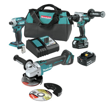 PRODUCTS | Makita XT288T-XAG04Z 18V LXT Brushless Lithium-Ion 1/2 in. Cordless Hammer Drill Driver and 4-Speed Impact Driver Combo Kit with Cut-Off/ Angle Grinder Bundle