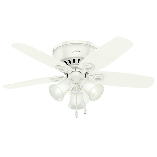 Ceiling Fans | Hunter 51090 42 in. Builder Low Profile Snow White Ceiling Fan with LED image number 0