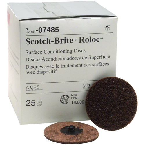 Grinding, Sanding, Polishing Accessories | 3M 7485 3 in. Scotch-Brite Roloc Brown Coarse Surface Conditioning Disc image number 0