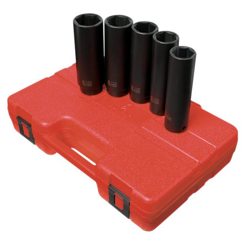 Sockets | Sunex 2845 5-Piece 1/2 in. Drive SAE Extra Long Impact Socket Set image number 0