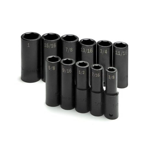 Sockets | SK Hand Tool 4041 11-Piece 1/2 in. Drive 6-Point Deep Well SAE Impact Socket Set image number 0