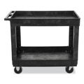 Utility Carts | Rubbermaid Commercial FG9T6700BLA 2 Shelves Plastic 500 lbs. Capacity 24 in. x 40 in. x 31.25 in. Service/Utility Carts - Black image number 2