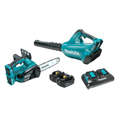 Outdoor Power Combo Kits | Makita XT274PT 18V X2 LXT Lithium-Ion Cordless Blower and Chainsaw Kit with 2 Batteries (5 Ah) image number 0