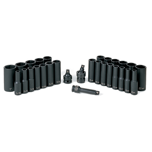 Sockets | Grey Pneumatic 1229DM 29-Piece 3/8 in. Drive 6-Point SAE and Metric Deep Impact Socket Set image number 0