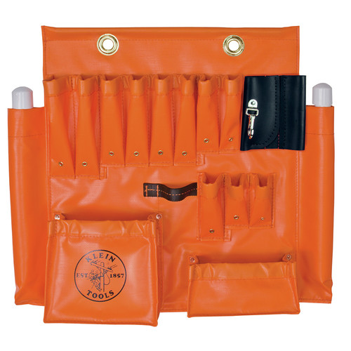 Tool Belts | Klein Tools 51829 10 Handtool Pockets Aerial Apron - Orange image number 0