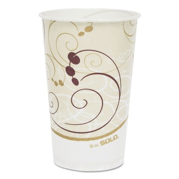  | SOLO RW16-J8000 Symphony Eco-Forward 16 oz. Paper Cold Cups - White/Red/Beige (1000/Carton)