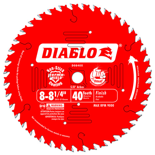 Blades | Diablo D0840X 8 in. - 8-1/4 in. 40 Tooth Finishing Saw Blade image number 0