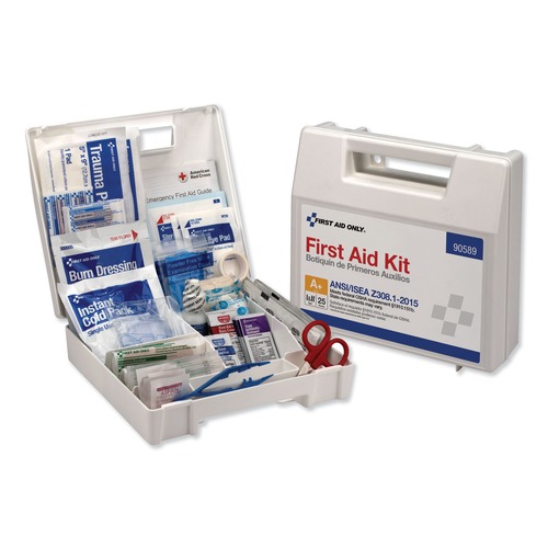 First Aid | First Aid Only 90589 141-Pieces Plastic Case ANSI 2015 Compliant Class Aplus Type I and II First Aid Kit for 25 People image number 0