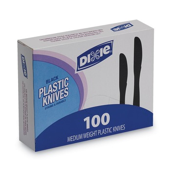  | Dixie KM507 Heavy Mediumweight Plastic Knives - Black (100/Box)