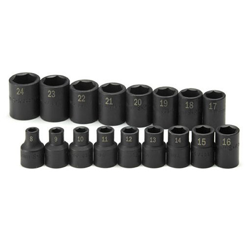Sockets | SK Hand Tool 4036 17-Piece 1/2 in. Drive 6 Point Standard Metric Impact Socket Set image number 0