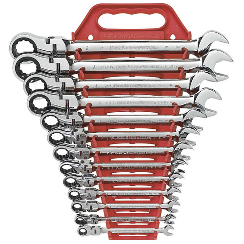 Ratcheting Wrenches | GearWrench 9702 13-Piece SAE Flex Head Combination Ratcheting Wrench Set image number 0