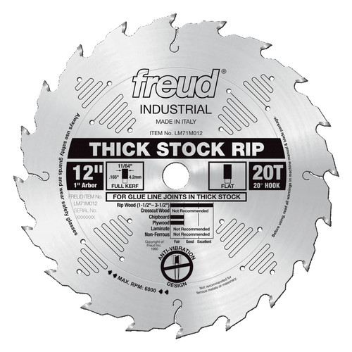 Blades | Freud LM71M012 12 in. 20 Tooth Thick Stock Rip Saw Blade image number 0
