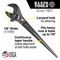 Adjustable Wrenches | Klein Tools 3227 10 in. Adjustable Spud Wrench for 1-7/16 in. Tether Hole image number 6