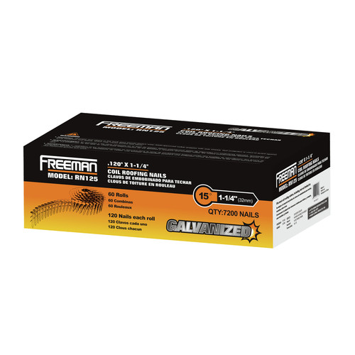 Nails | Freeman RN-125 1-1/4 in. x 0.135 in. Coil Roofing Nails (7,200-Pack) image number 0
