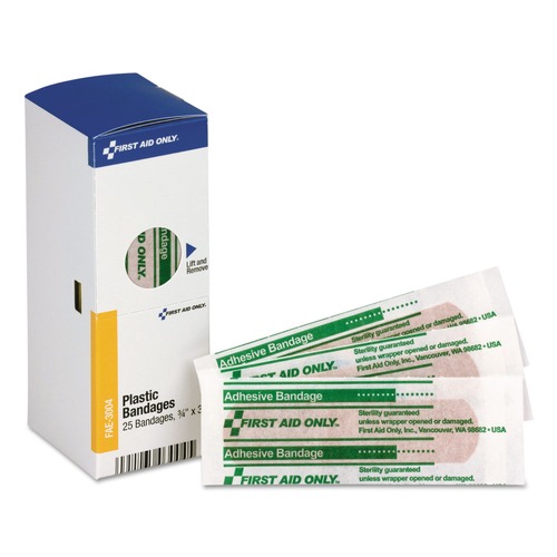 First Aid | First Aid Only FAE-3004 0.75 in. x 3 in. SmartCompliance Plastic Bandages (25/Box) image number 0