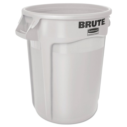 Trash & Waste Bins | Rubbermaid Commercial FG261000WHT 10 gal. Vented Round Plastic Brute Container - White image number 0