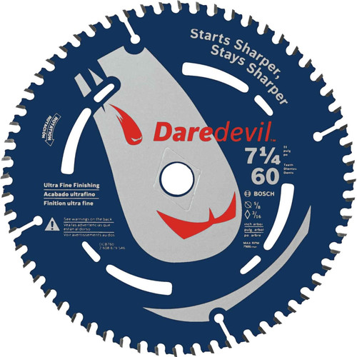 Circular Saw Blades | Bosch DCB760 Daredevil 7-1/4 in. 60 Tooth Ultra-Fine Circular Saw Blade image number 0