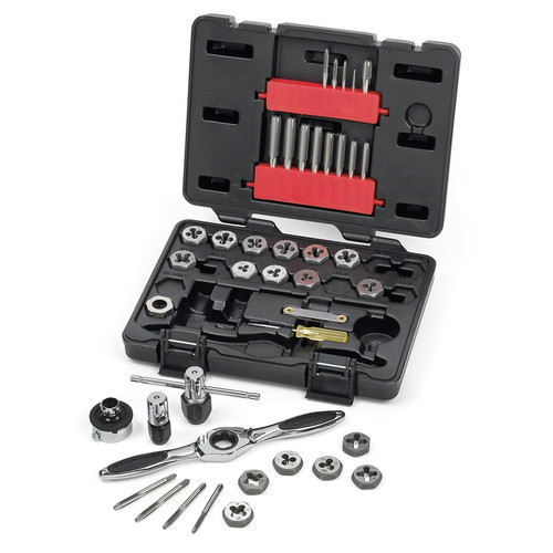 Taps Dies | GearWrench 3885 40-Piece SAE Ratcheting Tap and Die Drive Tools Set image number 0